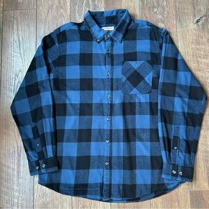 Magellan Outdoors Canyon Creek Flannel Long Sleeve Shirt Blue & Black Large
